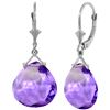 Genuine 17 ctw Amethyst Earrings Jewelry 14KT White Gold - REF-38F2Z