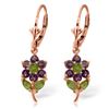 Image 1 : Genuine 2.12 ctw Peridot & Amethyst Earrings Jewelry 14KT Rose Gold - REF-42W4Y