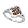 Image 1 : 0.33 CTW Cognac-brown Color Diamond Cluster Ring 10KT White Gold - REF-24Y2X