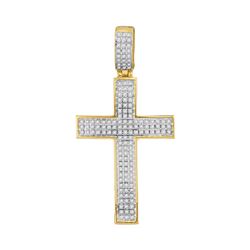 0.45 CTW Mens Diamond Symmetrical Cross Charm Pendant 10KT Yellow Gold - REF-56N2F