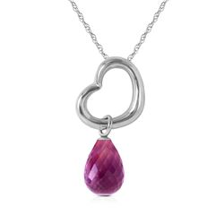 Genuine 2.25 ctw Amethyst Necklace Jewelry 14KT White Gold - REF-27T4A