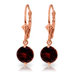 Genuine 3.1 ctw Garnet Earrings Jewelry 14KT Rose Gold - REF-34F3Z