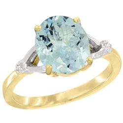 Natural 2.11 ctw Aquamarine & Diamond Engagement Ring 10K Yellow Gold - REF-34R7Z