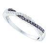 0.25 CTW Black Color Diamond Crossover Ring 10KT White Gold - REF-19F4N