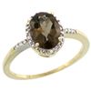 Natural 1.2 ctw Smoky-topaz & Diamond Engagement Ring 10K Yellow Gold - REF-16A9V