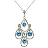 Genuine 1.20 ctw Blue Topaz Necklace Jewelry 14KT White Gold - REF-30P7H