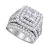 4 CTW Princess Diamond Cluster Bridal Engagement Ring 14KT White Gold - REF-449X9Y