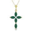 Genuine 1.65 ctw Emerald & Diamond Necklace Jewelry 14KT Yellow Gold - REF-40R5P
