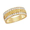 Image 1 : 1 CTW Mens Channel-set Diamond Grecco Textured Double Row Ring 14KT Yellow Gold - REF-132M2H