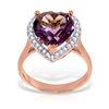 Genuine 3.24 ctw Amethyst & Diamond Ring Jewelry 14KT Rose Gold - REF-66M9T