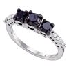 1.06 CTW Black 3-stone Color Diamond Bridal Anniversary Ring 10KT White Gold - REF-30N2F