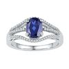 Image 1 : 1.8 CTW Oval Created Blue Sapphire Solitaire Diamond Ring 10KT White Gold - REF-25M4H