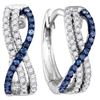 Image 1 : 0.25 CTW Blue Color Diamond Hinged Hoop Earrings 10KT White Gold - REF-18Y7X