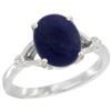 Image 1 : Natural 2.51 ctw Lapis & Diamond Engagement Ring 10K White Gold - REF-22K5R