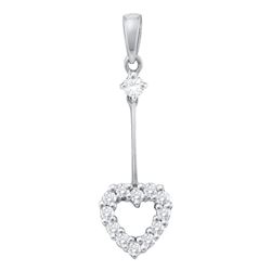0.20 CTW Diamond Heart Outline Dangle Pendant 14KT White Gold - REF-19Y4X