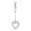 Image 1 : 0.20 CTW Diamond Heart Outline Dangle Pendant 14KT White Gold - REF-19Y4X