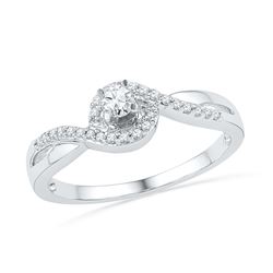 0.20 CTW Diamond Solitaire Swirl Promise Bridal Ring 10KT White Gold - REF-20Y9X