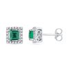 0.12 CTW Princess Created Emerald Solitaire Diamond Stud Earrings 10KT White Gold - REF-18X2Y