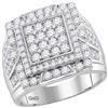 2.25 CTW Mens Diamond Framed Square Cluster Ring 10KT White Gold - REF-165Y2X