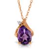 Genuine 1.53 ctw Amethyst & Diamond Necklace Jewelry 14KT Rose Gold - REF-28A3K