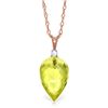 Genuine 9.05 ctw Lemon Quartz & Diamond Necklace Jewelry 14KT Rose Gold - REF-21F9Z
