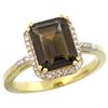 Natural 2.63 ctw Smoky-topaz & Diamond Engagement Ring 14K Yellow Gold - REF-42X8A