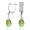 Genuine 2.5 ctw Peridot Earrings Jewelry 14KT White Gold - REF-22F3Z