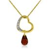 Genuine 2.28 ctw Garnet & Diamond Necklace Jewelry 14KT Yellow Gold - REF-40R7P
