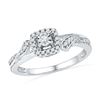 0.16 CTW Diamond Solitaire Halo Bridal Engagement Ring 10KT White Gold - REF-22X4Y