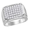2.1 CTW Mens Diamond Rectangle Cluster Fashion Ring 10KT White Gold - REF-146H2M