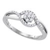 0.25 CTW Diamond Flower Swirl Ring 10KT White Gold - REF-26H9M