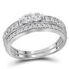 0.75 CTW Diamond 2-Stone Bridal Wedding Engagement Ring 14KT White Gold - REF-75Y2X