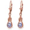 Genuine 1.30 ctw Tanzanite Earrings Jewelry 14KT Rose Gold - REF-61T3A