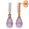 Genuine 4.65 ctw Amethyst & Diamond Earrings Jewelry 14KT Rose Gold - REF-36T2A