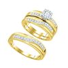 0.33 CTW Diamond Matching Trio Mens Wedding Bridal Ring 10KT Yellow Gold - REF-49Y5X