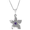 Genuine 0.10 CTW Amethyst Necklace Jewelry 14KT White Gold - REF-38M2T