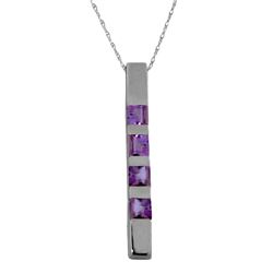 Genuine 0.35 ctw Amethyst Necklace Jewelry 14KT White Gold - REF-26N6R