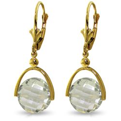 Genuine 6.5 ctw Green Amethyst Earrings Jewelry 14KT Yellow Gold - REF-43X2M