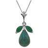 Genuine 9.3 ctw Green Sapphire Corundum & Emerald Necklace Jewelry 14KT White Gold - REF-30R2P