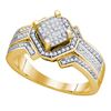 Image 1 : 0.40 CTW Diamond Diagonal Square Cluster Ring 10KT Yellow Gold - REF-49H5M