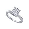 0.40 CTW Princess Diamond Soleil Cluster Bridal Engagement Ring 14KT White Gold - REF-59Y9X