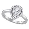 Image 1 : 0.39 CTW Diamond Teardrop Cluster Ring 14KT White Gold - REF-67K4W