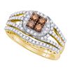 1 CTW Cognac-brown Color Diamond Bridal Ring 10KT Yellow Gold - REF-75X2Y