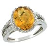Natural 3.47 ctw Whisky-quartz & Diamond Engagement Ring 10K White Gold - REF-33M6H