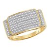 Image 1 : 0.50 CTW Mens Pave-set Diamond Rectangle Cluster Ring 10KT Yellow Gold - REF-67X4Y