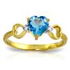 Genuine 0.96 ctw Blue Topaz & Diamond Ring Jewelry 14KT Yellow Gold - REF-41R4P