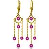 Genuine 3 ctw Pink Topaz Earrings Jewelry 14KT Yellow Gold - REF-48T9A