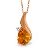 Genuine 1.53 ctw Citrine & Diamond Necklace Jewelry 14KT Rose Gold - REF-35P5H