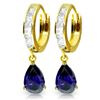 Genuine 4.55 ctw White Topaz & Sapphire Earrings Jewelry 14KT Yellow Gold - REF-64M2T