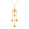 Genuine 1.50 ctw Citrine Necklace Jewelry 14KT Yellow Gold - REF-29M7T